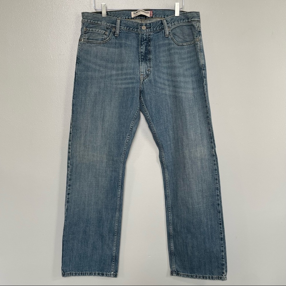 Levis 514 Mens Slim Straight Jeans BlueStretch Light Wash Denim 36 x 30